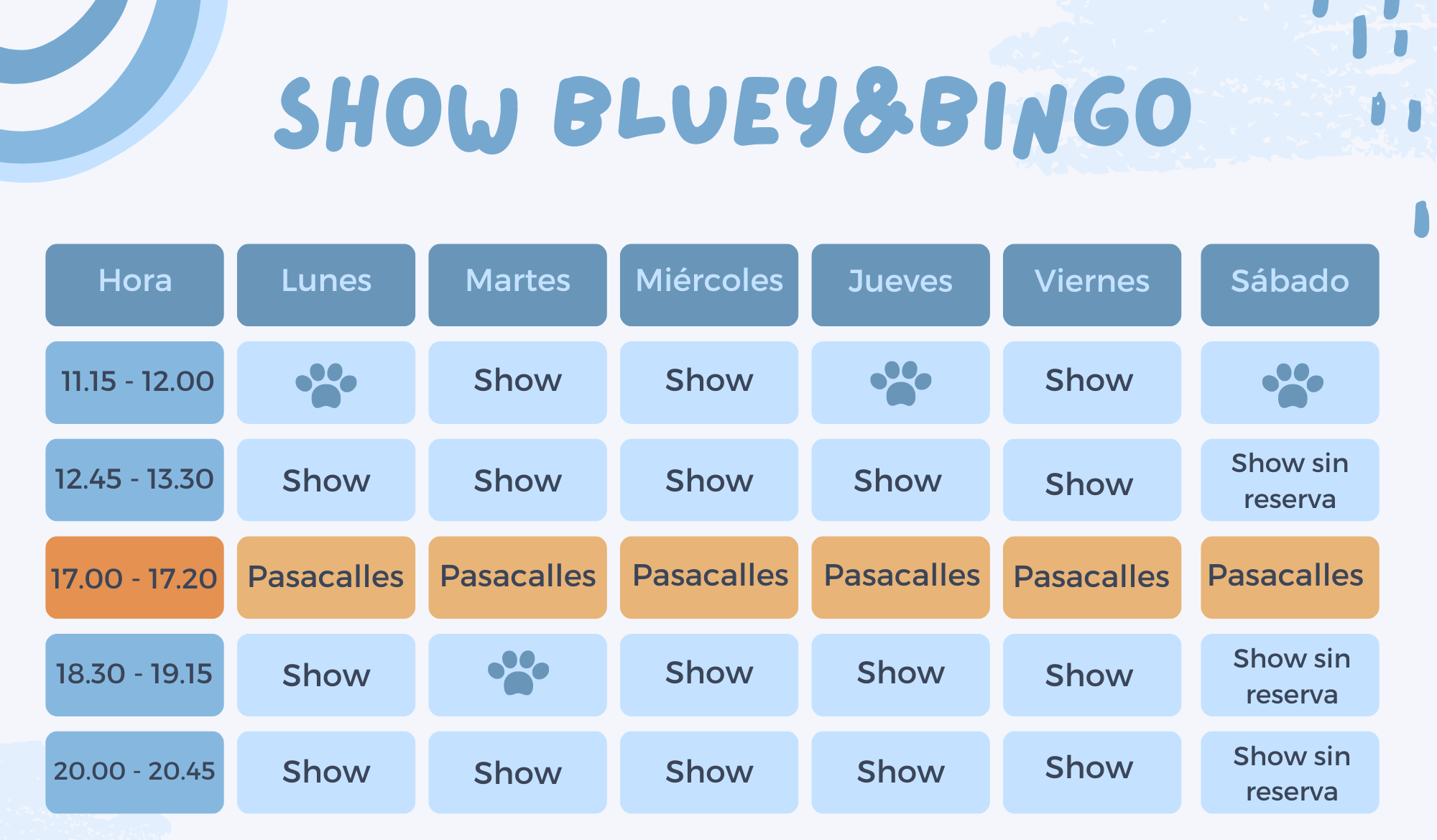 horario bluey